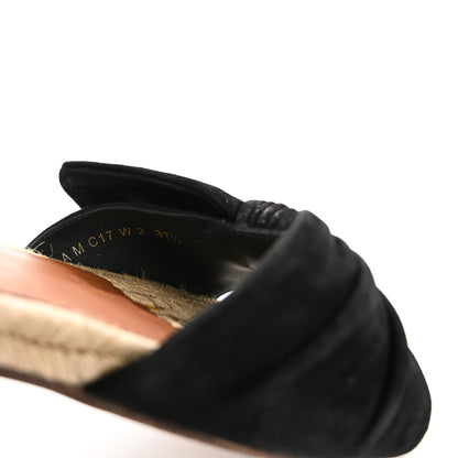 Valentino Garavani Suede Tropical Bow Espadrille Flat Slide Sandals 37.5 Black 9 of 15