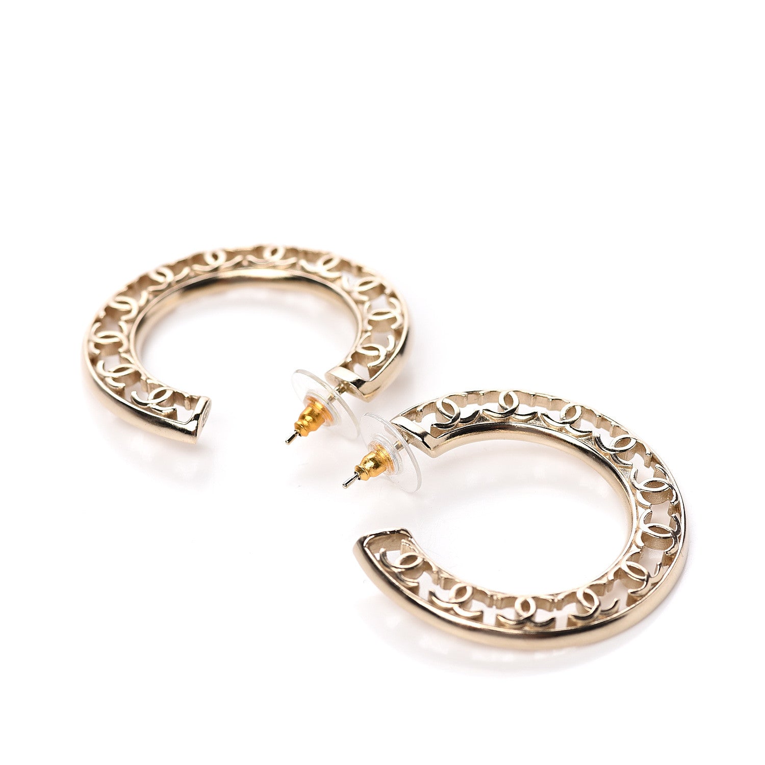 Chanel CC Hoop Earrings Gold 3 of 5