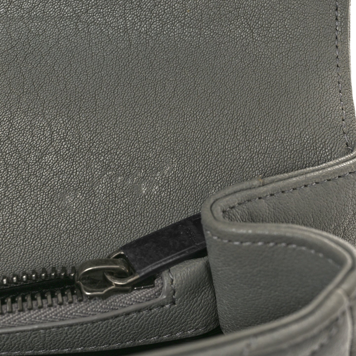 Sheepskin Matelasse Chevron Monogram Medium College Bag New Stone Grey