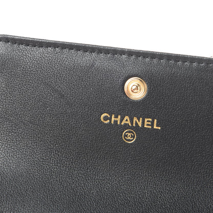 Chanel Calfskin Quilted About Pearls Card Holder Flap With Chain Black 12 of 13