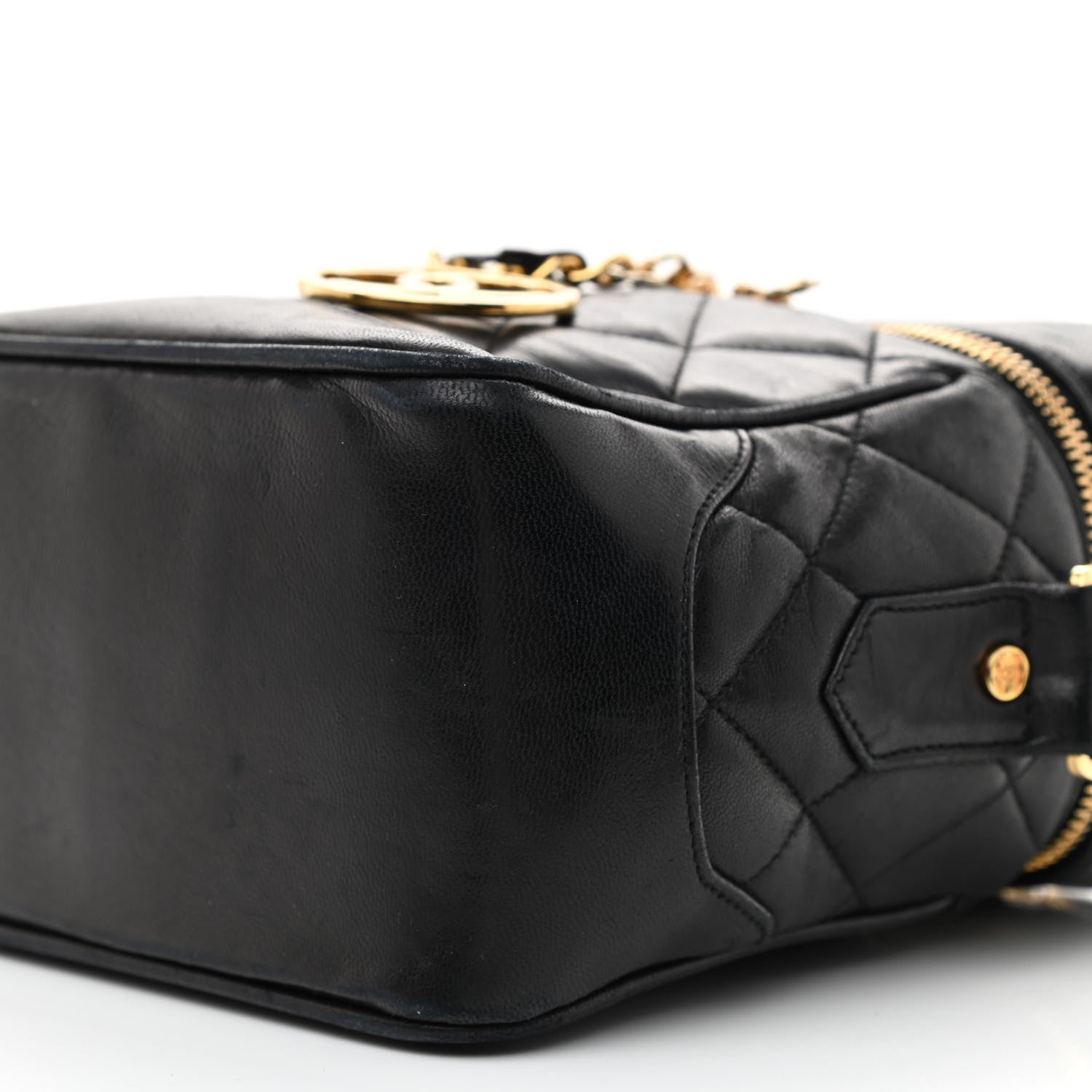 Chanel Lambskin Quilted Vanity Train Case Shoulder Bag Black 11 of 13