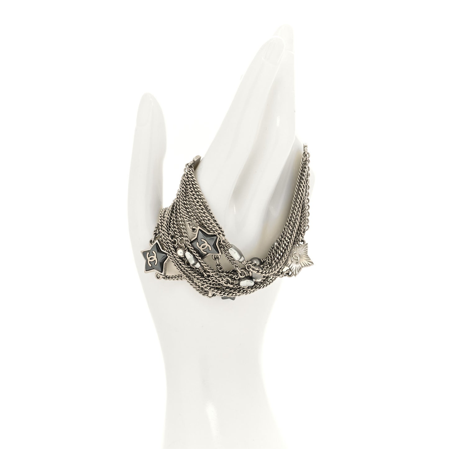 Pearl CC Star Multi Strand Bracelet Silver