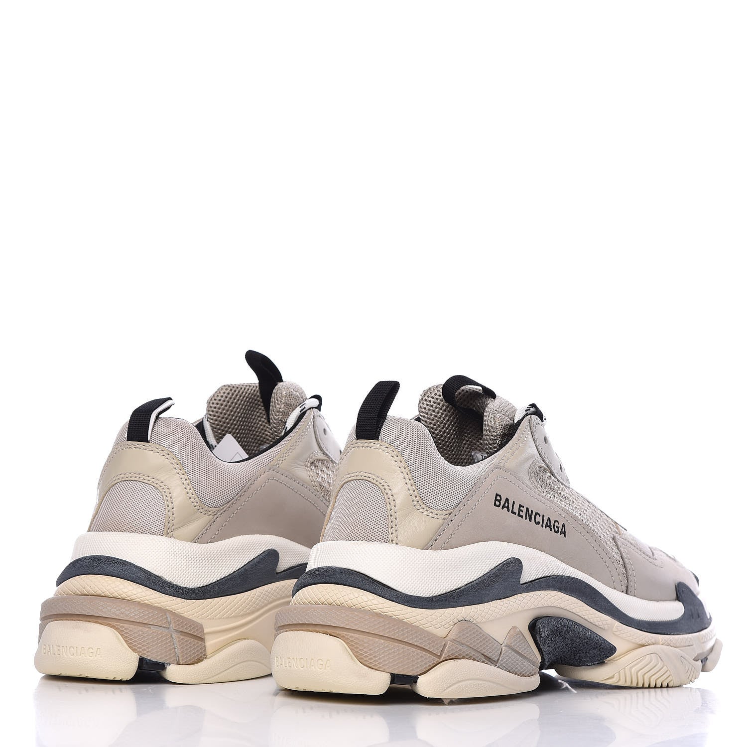 Balenciaga Fabric Mesh Womens Triple S Sneakers 40 Beige Black 4 of 9