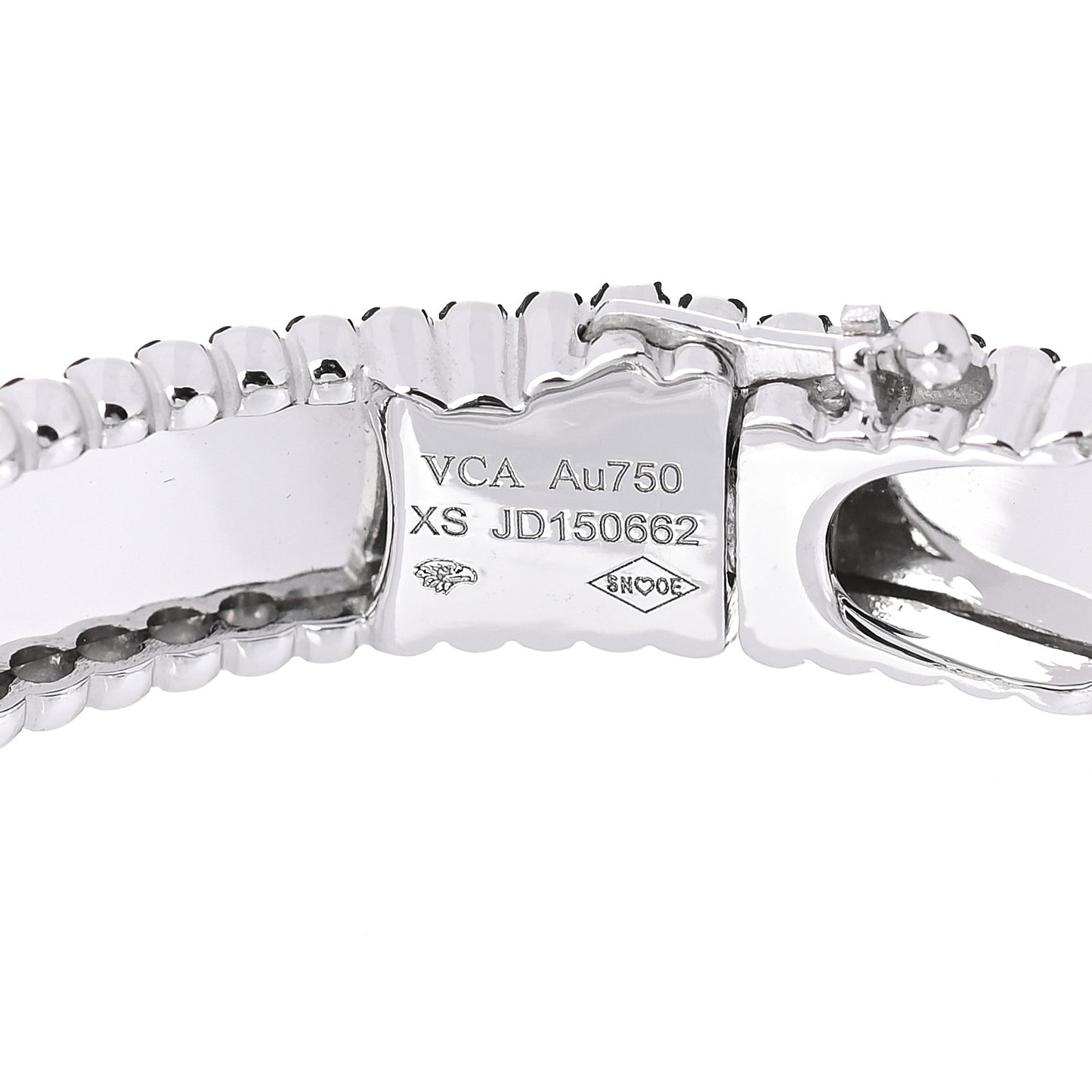 18K White Gold Perlee Signature Bangle Bracelet XS