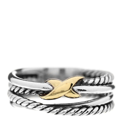 David Yurman Sterling Silver 18K Yellow Gold 6mm X Crossover Ring 51 5.75 1 of 5
