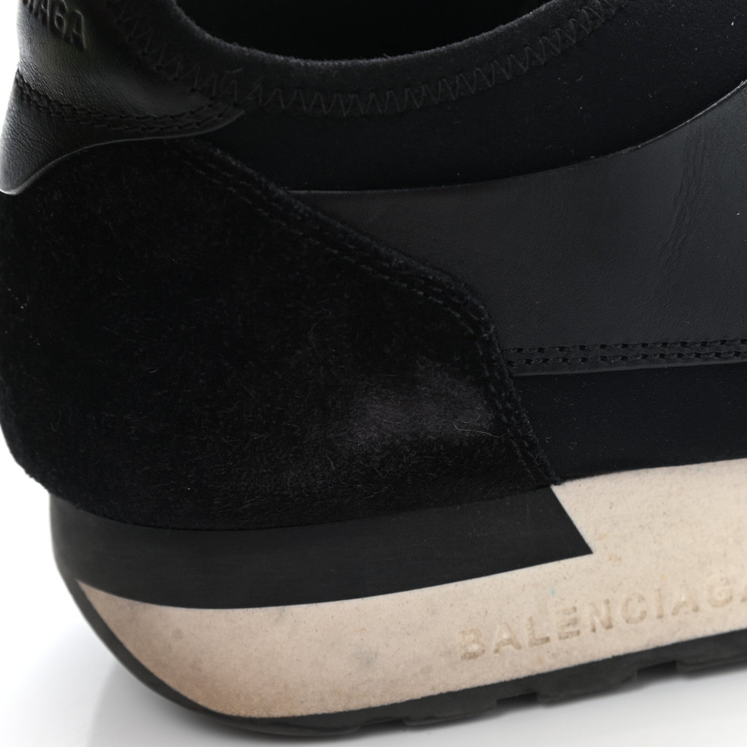 Balenciaga Mesh Calfskin Neoprene Suede Womens Race Runner Sneakers 40 Black 19 of 21