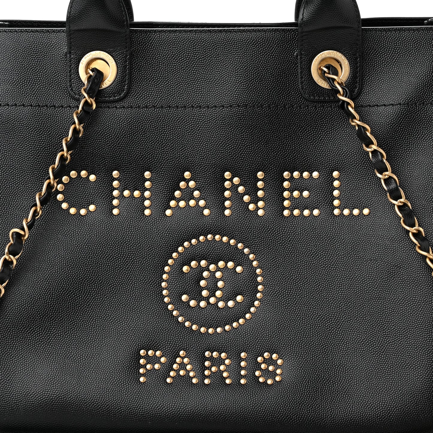Caviar Small Studded Deauville Tote Black