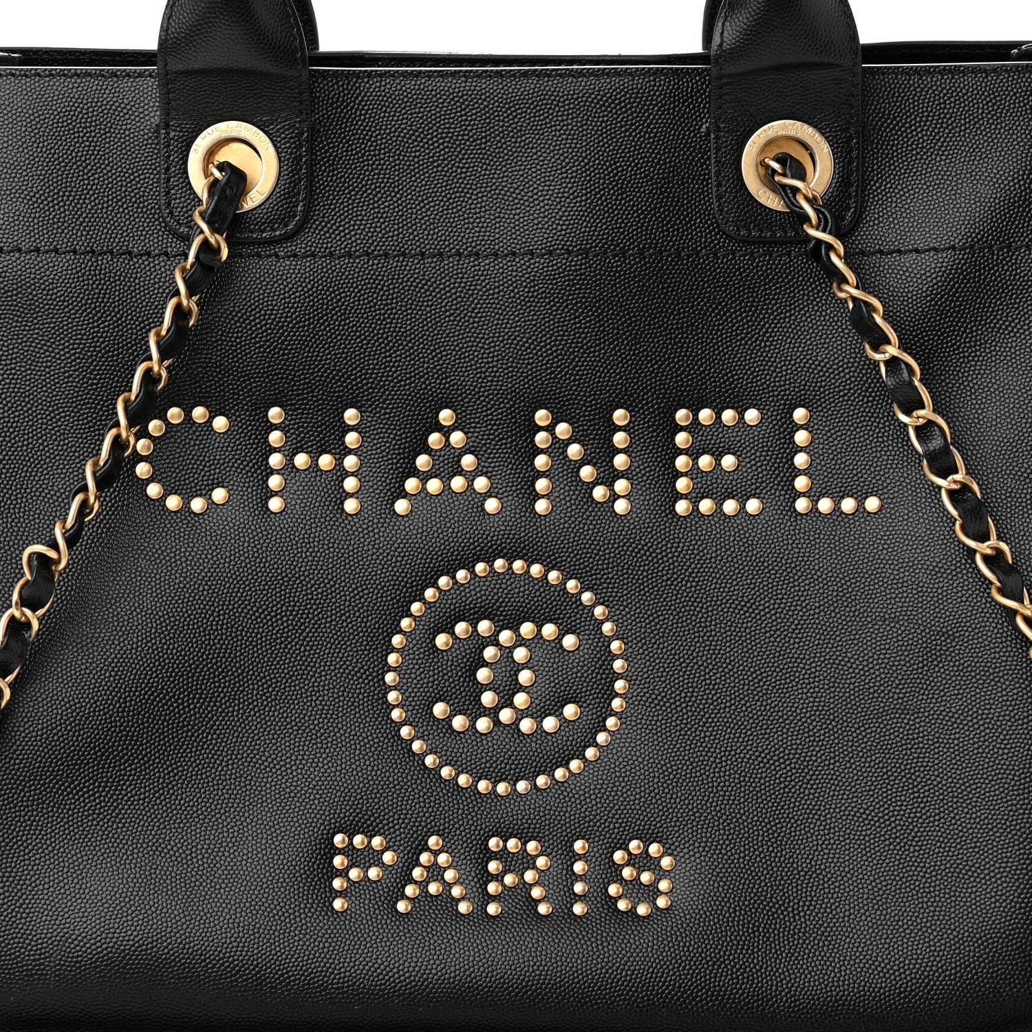 Chanel Caviar Small Studded Deauville Tote Black 8 of 12