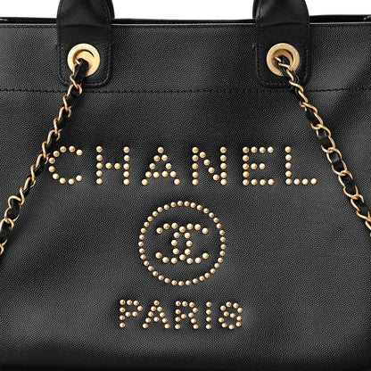 Chanel Caviar Small Studded Deauville Tote Black 8 of 12