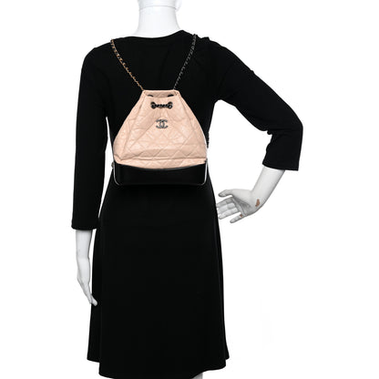 Chanel Aged Calfskin Quilted Small Gabrielle Backpack Beige Black 2 of 10