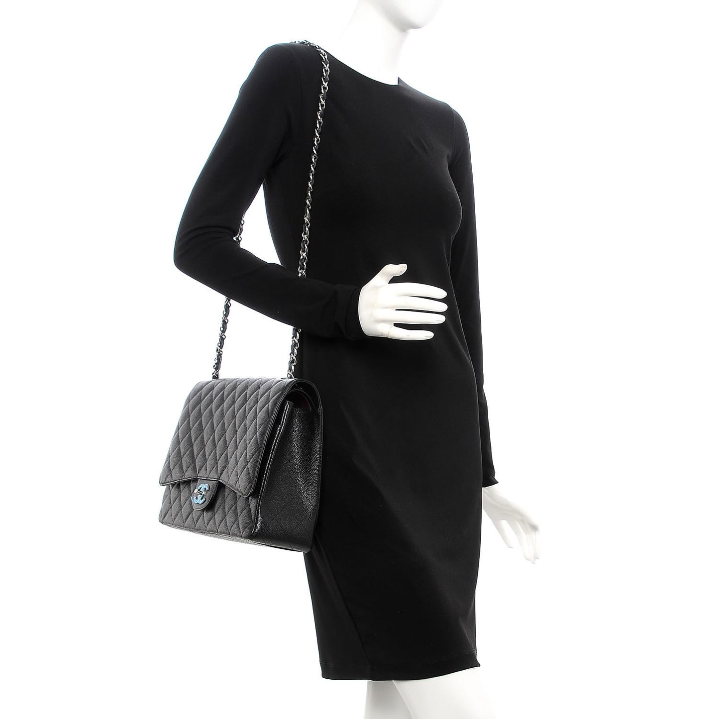 Caviar Quilted Maxi Double Flap Black