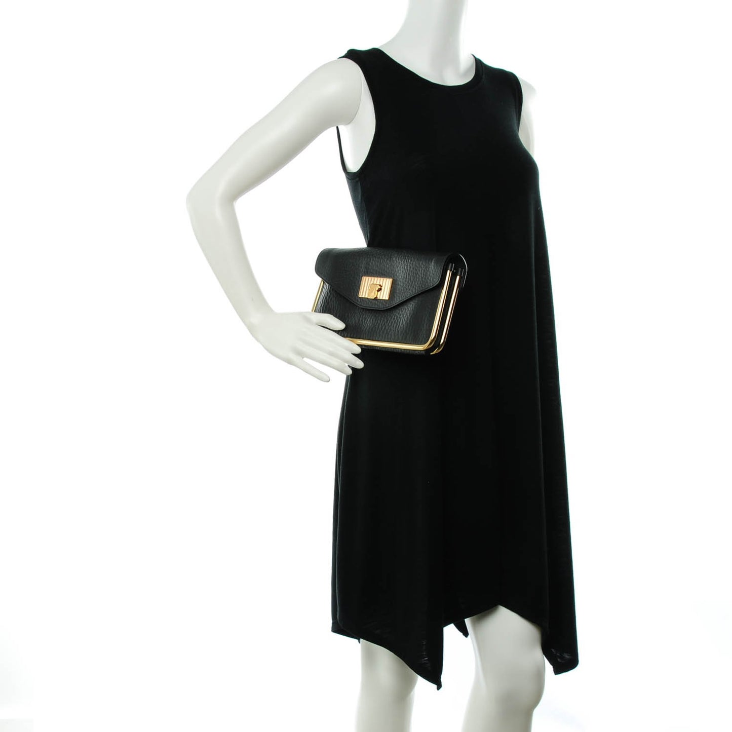Grained Calfskin Sally Clutch Black