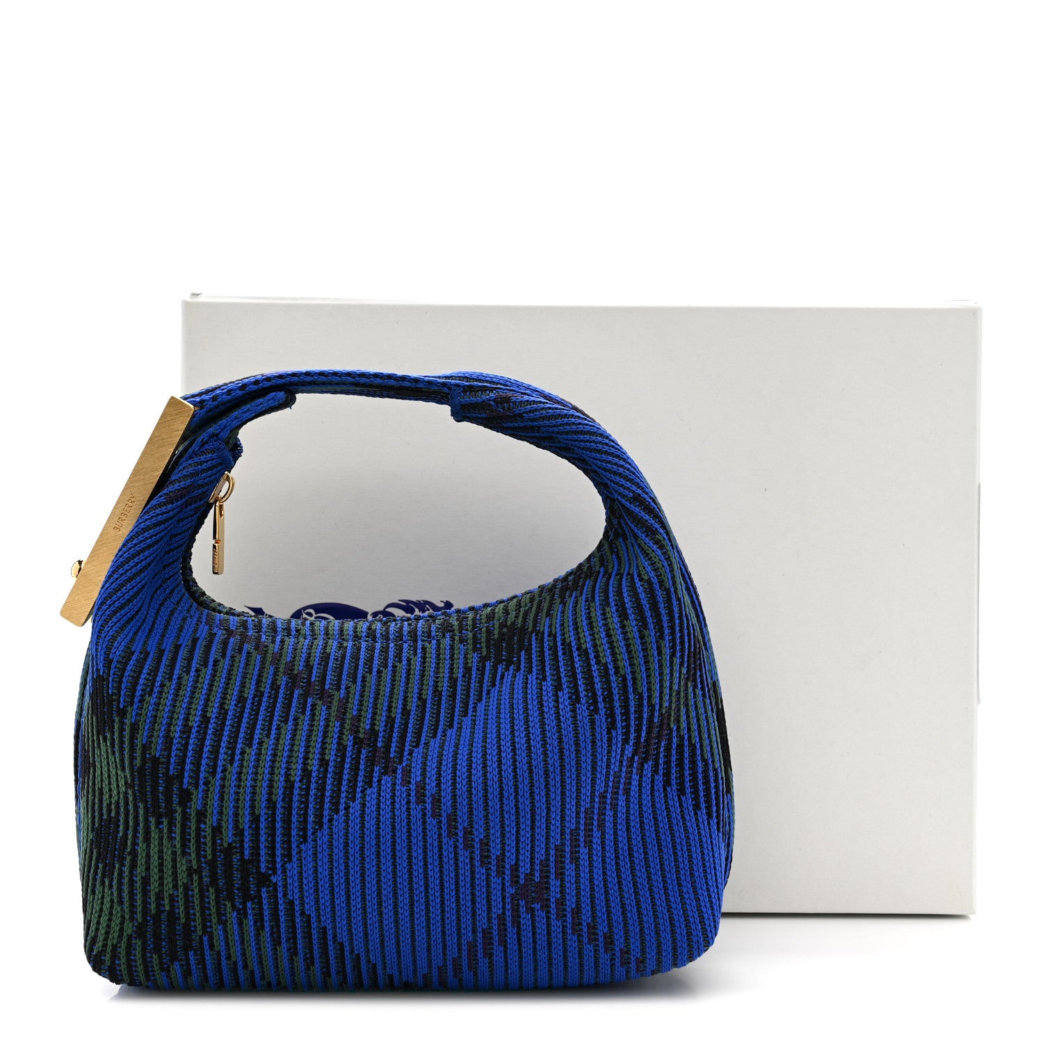 Burberry Canvas Knitted Check Mini Peg Duffle Bag Knight 1848744