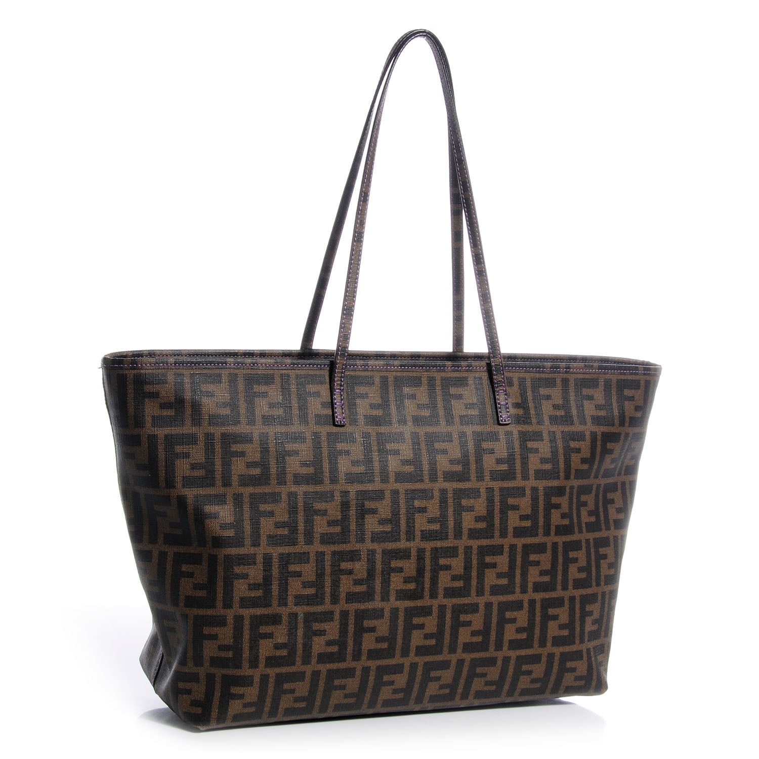 Fendi Zucca Spalmati Medium Roll Tote Tobacco Viola 3 of 9