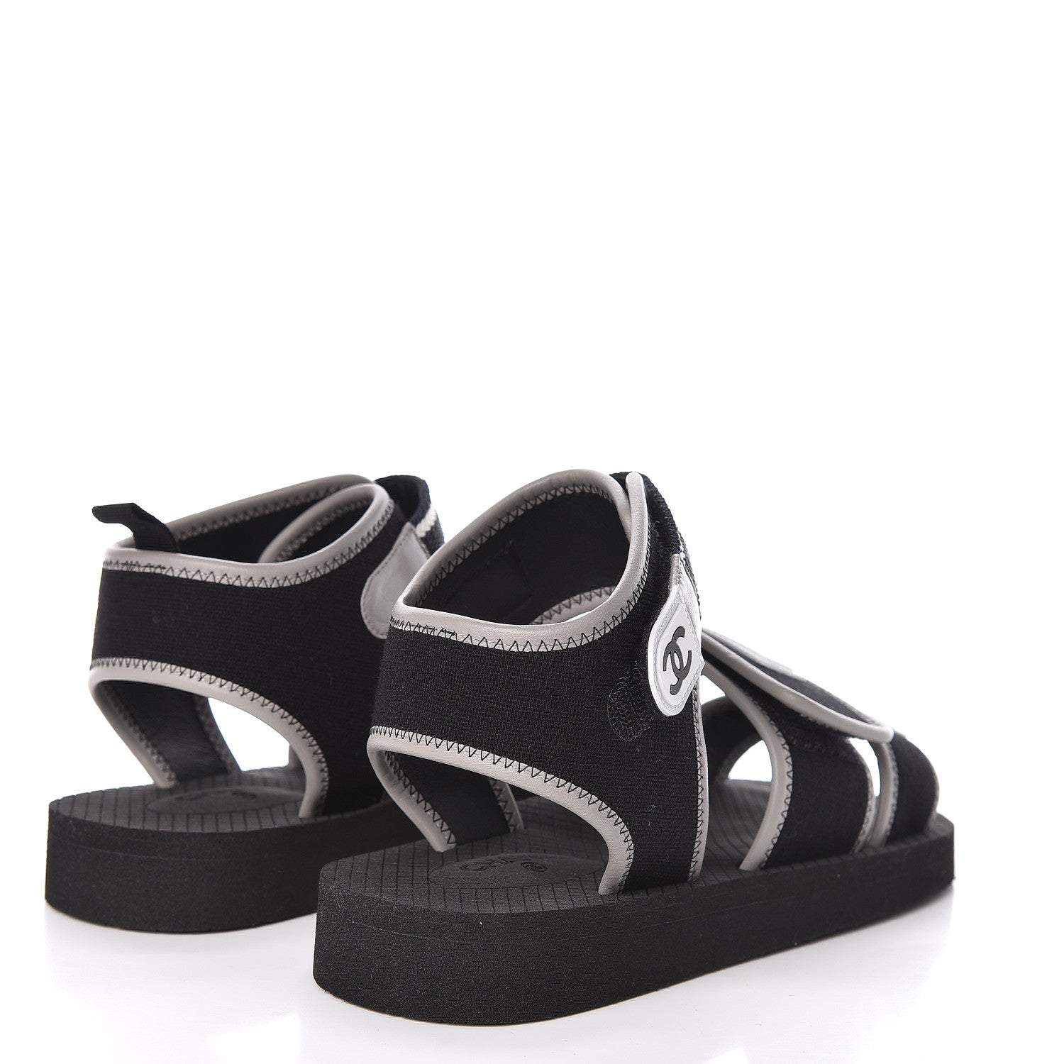Chanel Lambskin Jersey Coco Sandals 38 Black 4 of 8