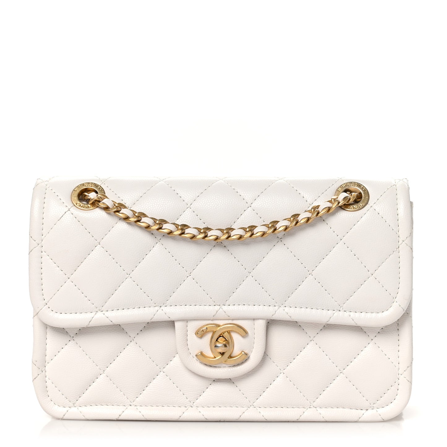 Caviar Quilted Medium Sweet Classic Flap White