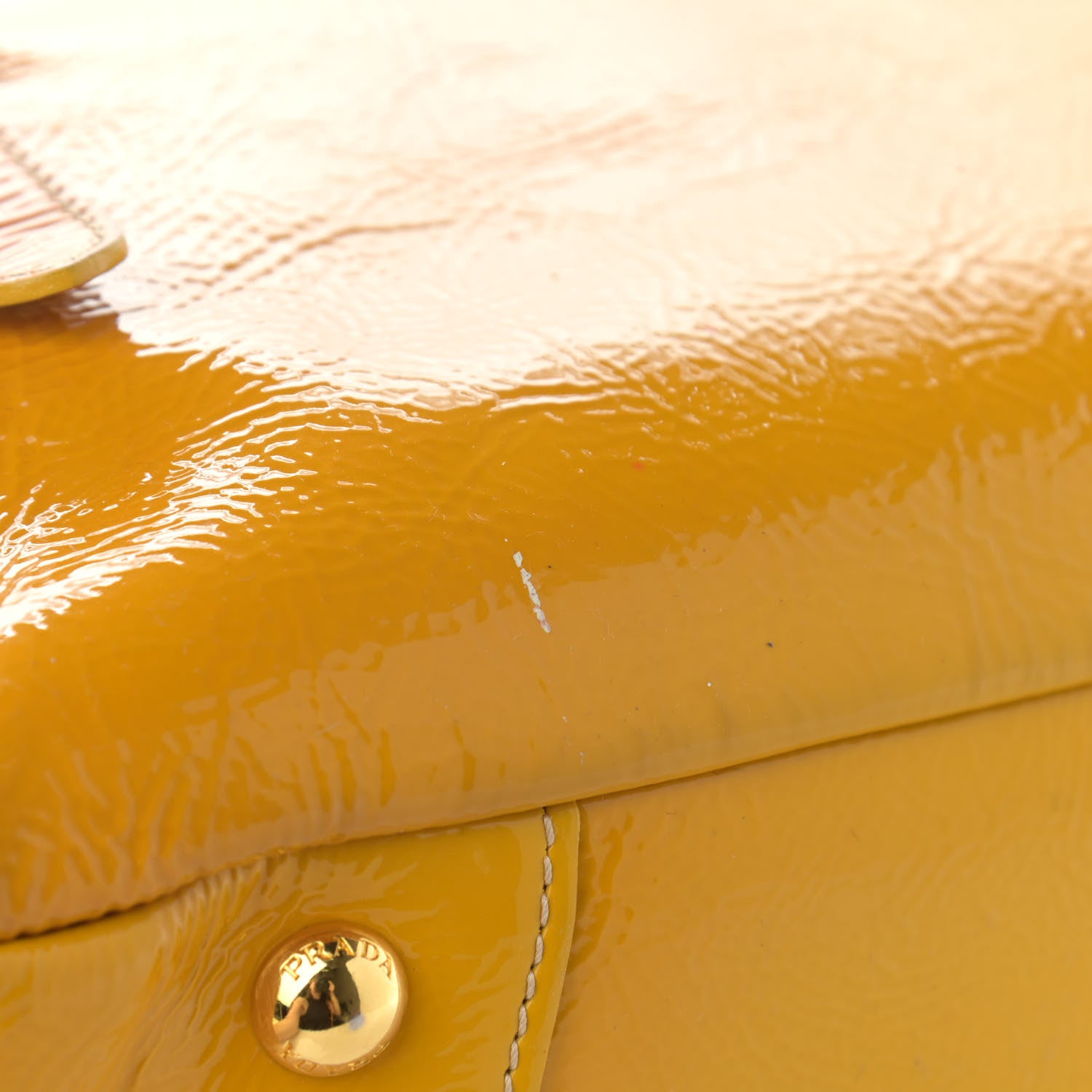 Prada Vernice Naplak Shoulder Bag Giallo 8 of 15