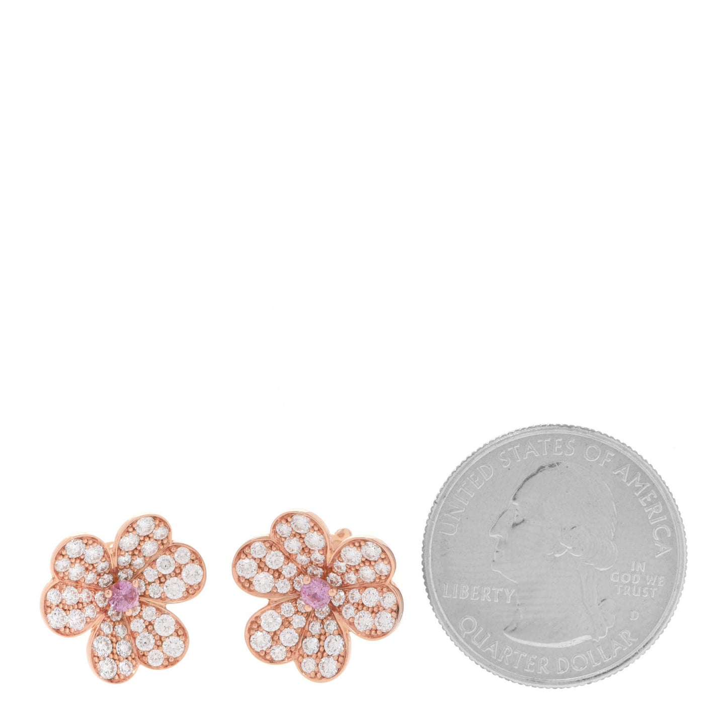 18K Rose Gold Diamond Pink Sapphire Small Frivole Earrings
