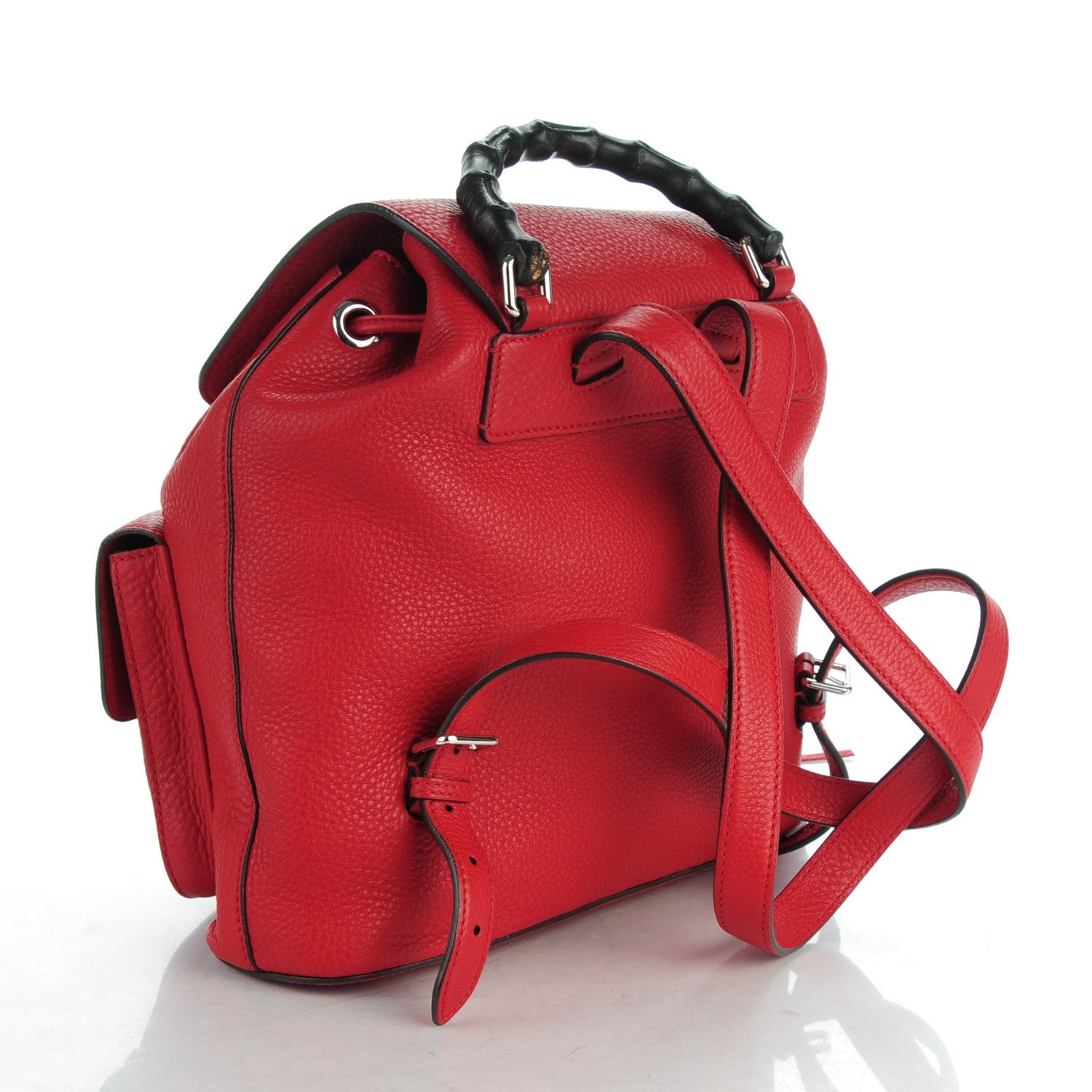 Gucci Cellarius Calfskin Medium Bamboo Backpack Hibiscus Red 3 of 7