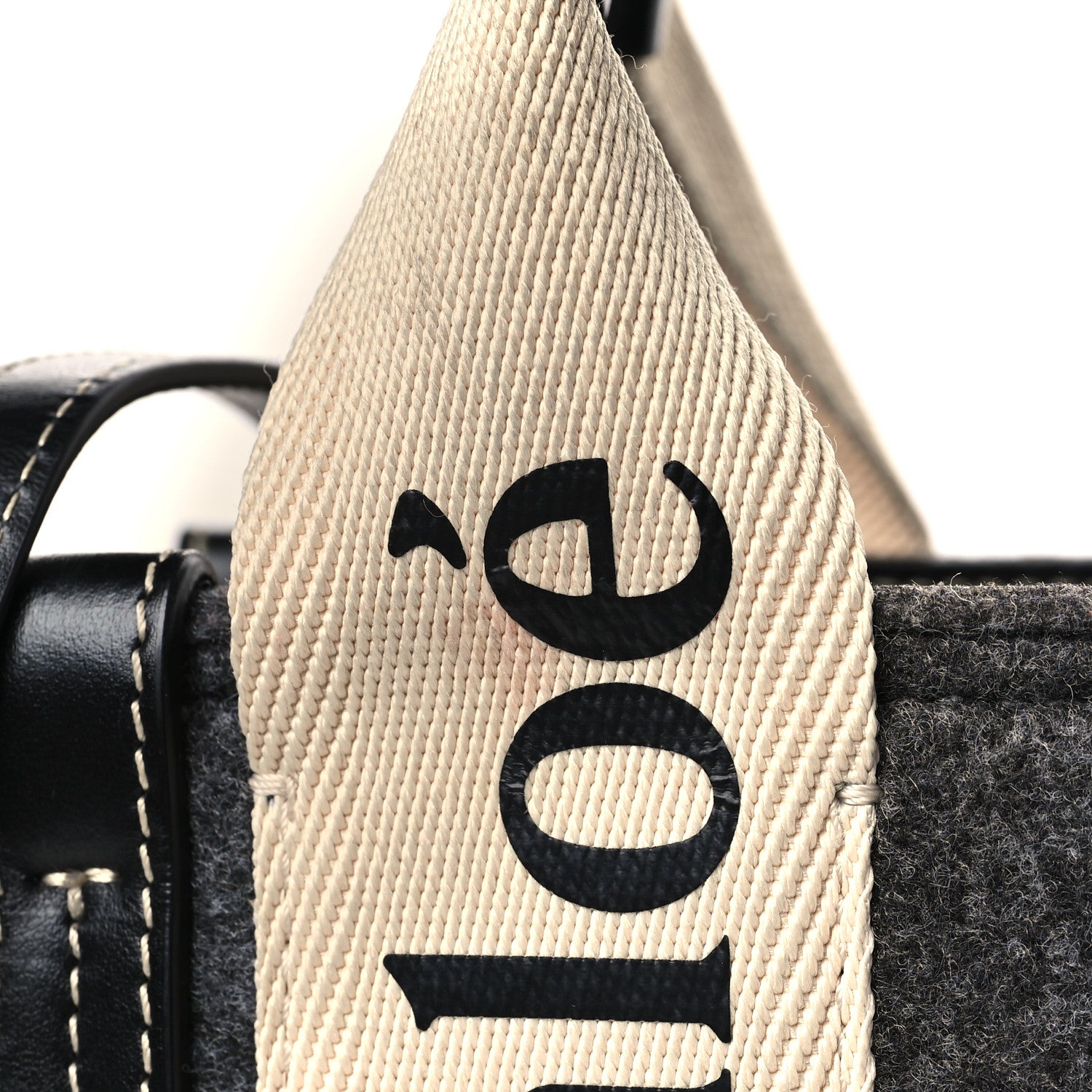 Chloe Felt Calfskin Small Woody Ribbon Tote With Strap Cashmere Grey 3 of 11