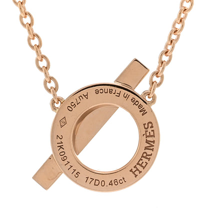 Hermes 18K Rose Gold Diamond Finesse Pendant Necklace 4 of 5