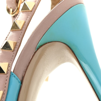 Valentino Garavani Patent Rockstud Ankle Strap 100mm Pumps 37 Parrot Poudre 9 of 9