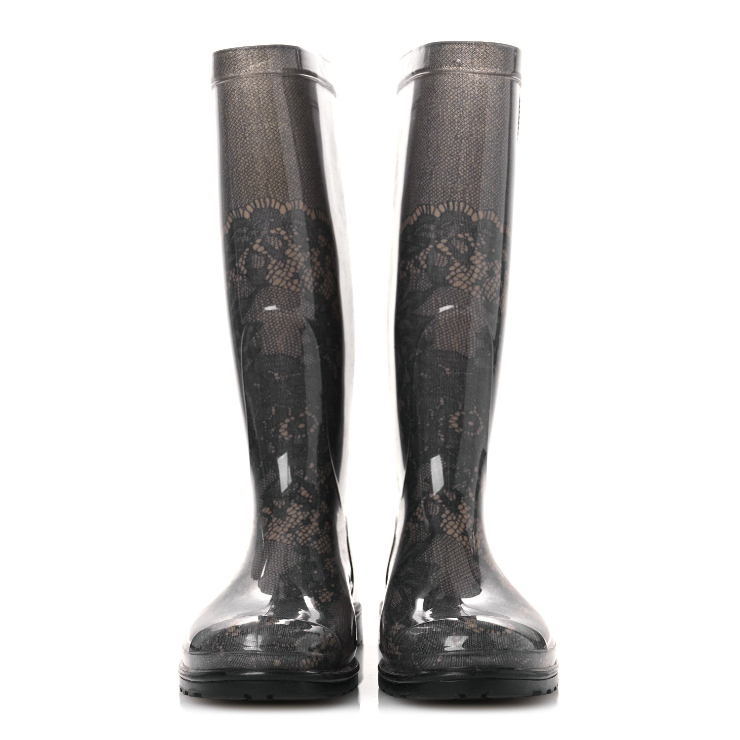 Valentino Garavani Rubber Lace Rainboots 36 Grey Beige 3 of 10