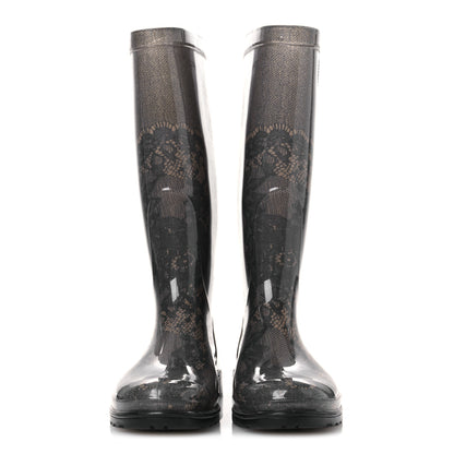 Valentino Garavani Rubber Lace Rainboots 36 Grey Beige 3 of 10