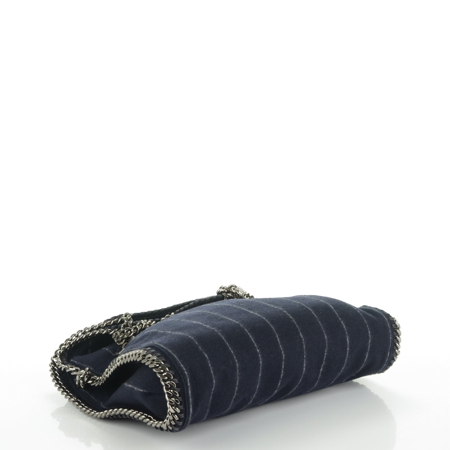 Wool Stripe Falabella Fold Over Tote Navy