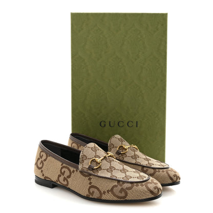 Gucci Monogram Jumbo GG Malaga Kid Horsebit Womens Jordaan Loafers 36.5 Camel Ebony New Acero Beige 10 of 10