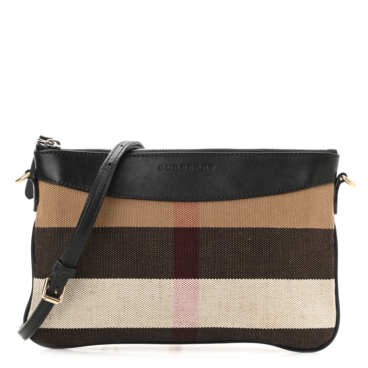 Burberry Mega Check Peyton Crossbody Clutch Bag Black 1 of 7