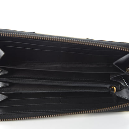 Gucci Calfskin Matelasse GG Marmont Zip Around Wallet Black White 6 of 7