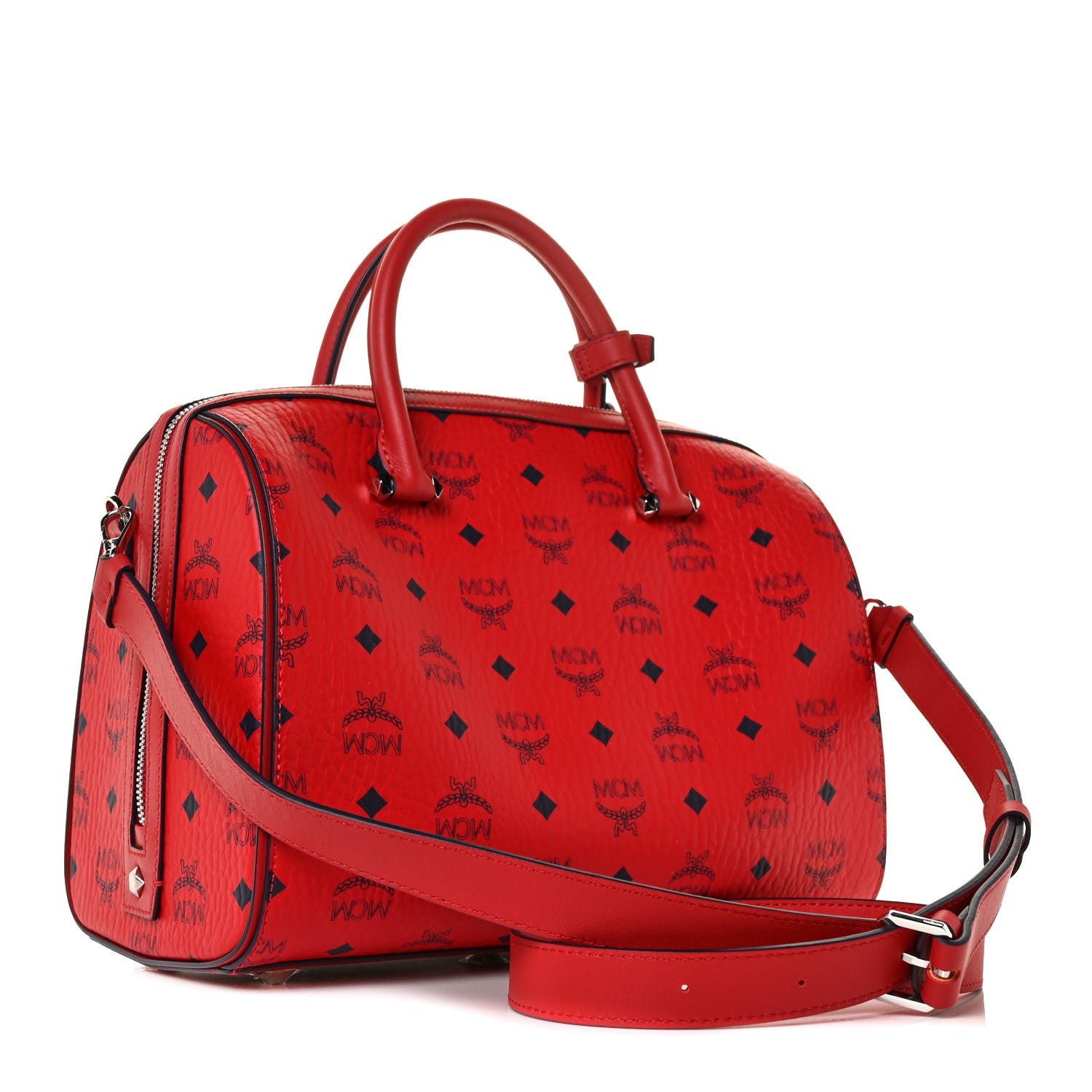 MCM Visetos Medium Essential Boston Bag Red 2 of 7