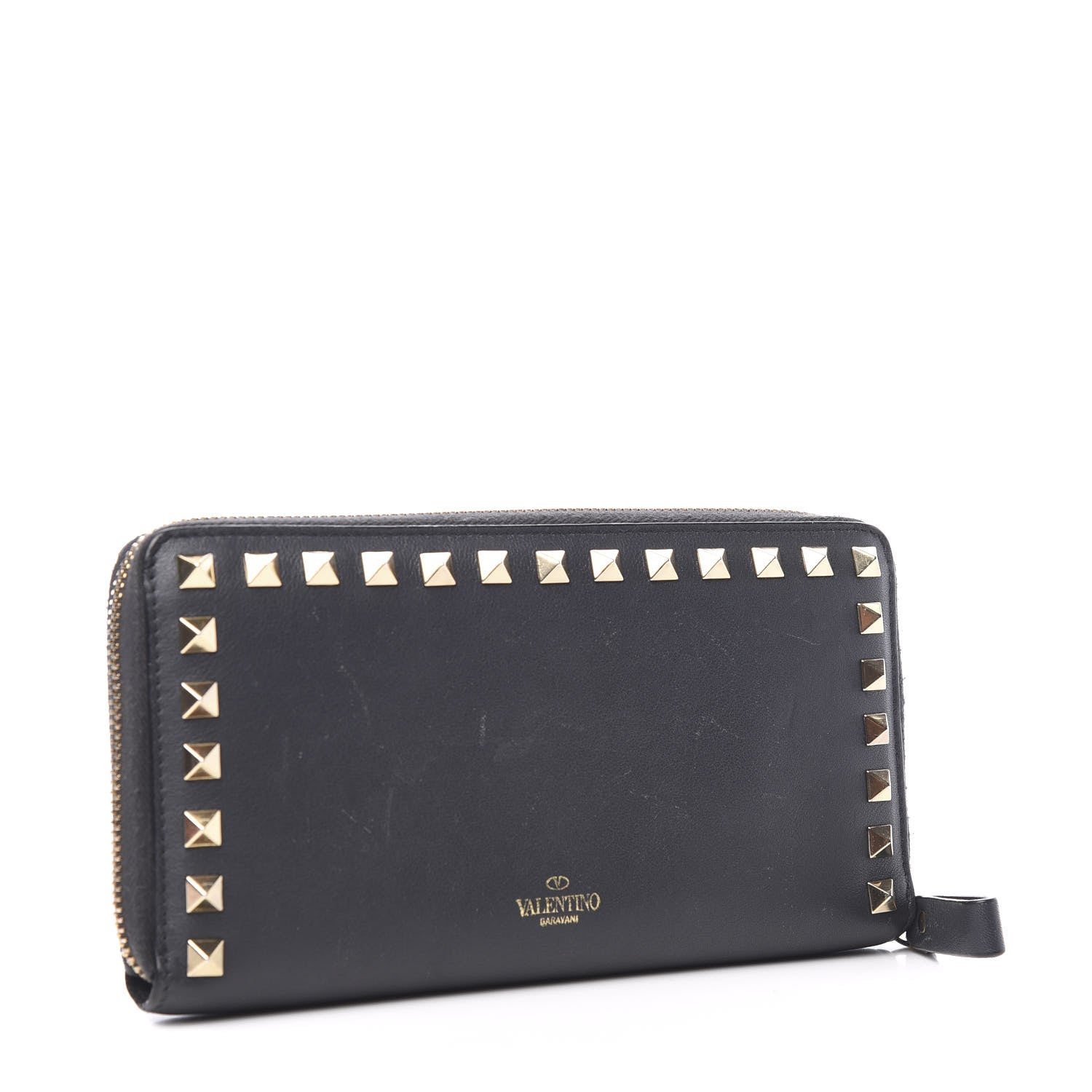 Valentino Garavani Calfskin Rockstud Zip Around Wallet Black 2 of 7