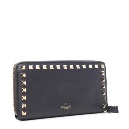 Valentino Garavani Calfskin Rockstud Zip Around Wallet Black 2 of 7