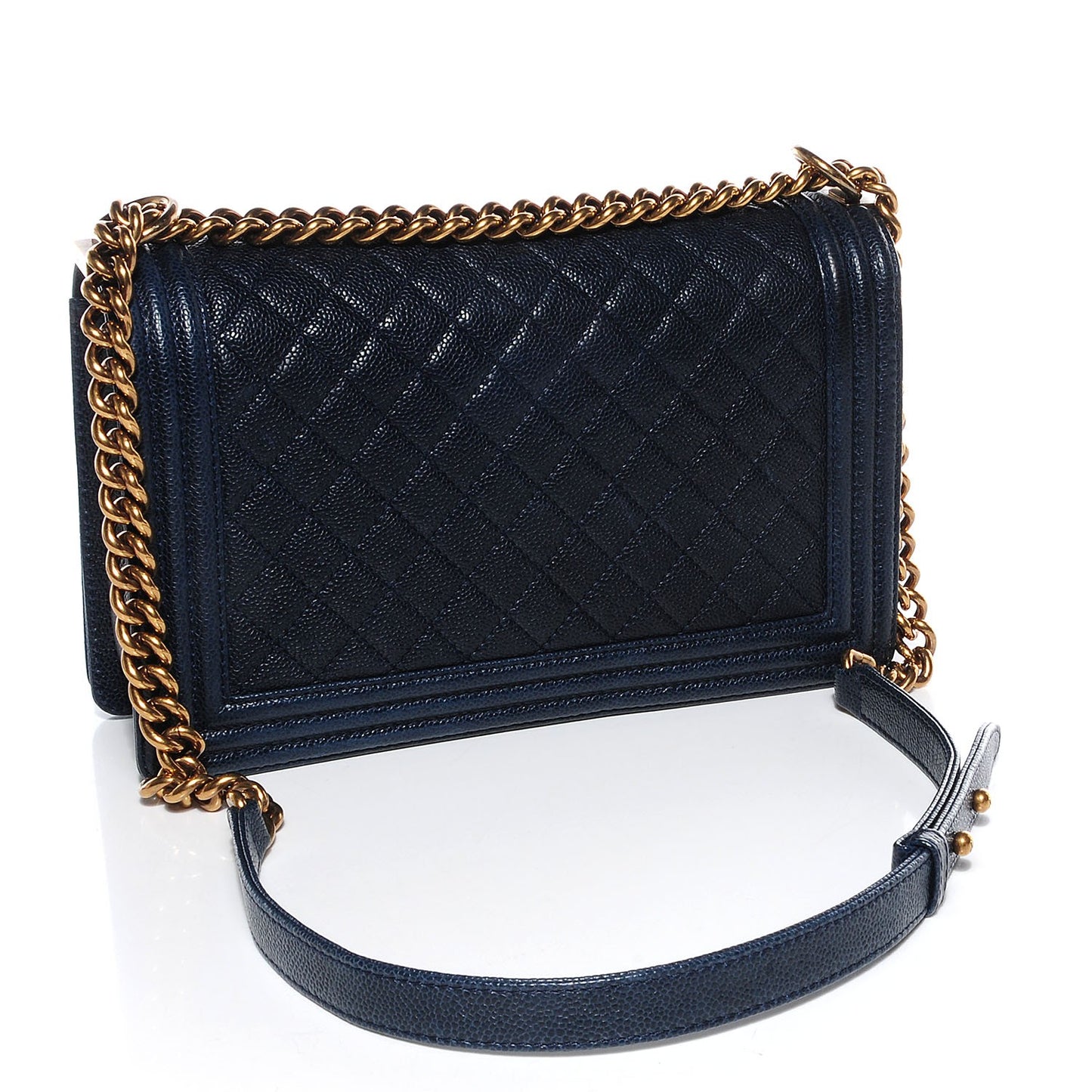 Caviar Quilted New Medium Boy Flap Navy