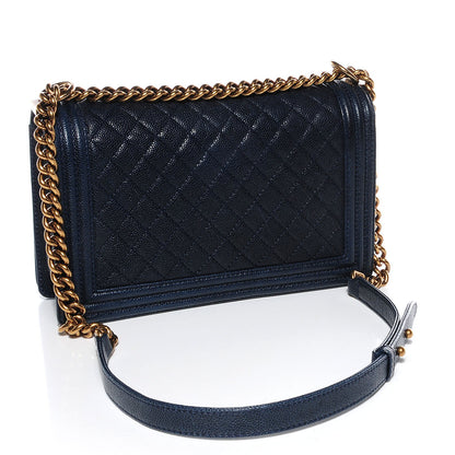 Chanel Caviar Quilted New Medium Boy Flap Navy 3 of 9