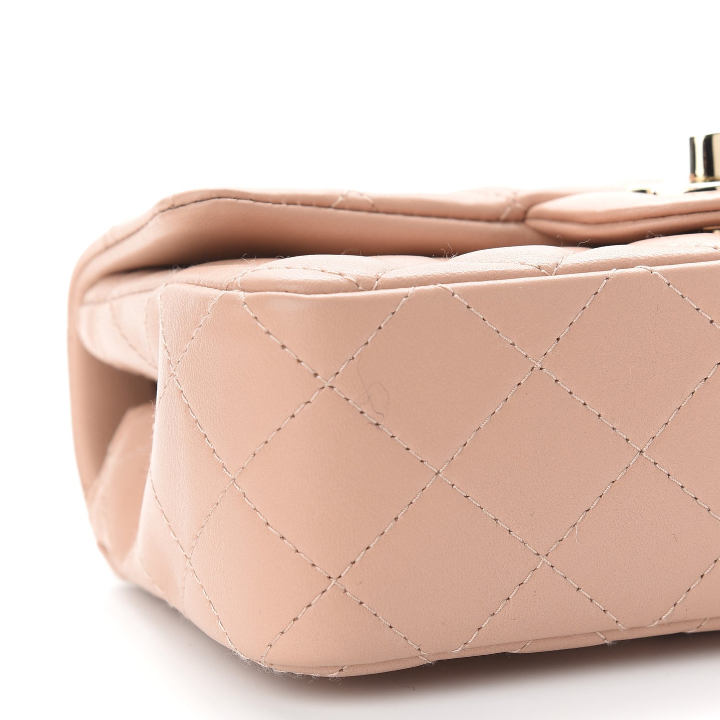 Lambskin Quilted Mini Rectangular Flap Beige