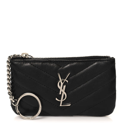 Saint Laurent Calfskin Matelasse Monogram Key Pouch Black 1 of 8