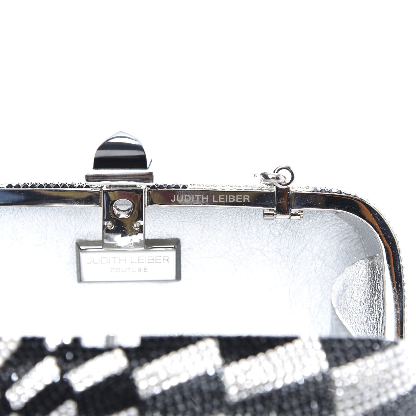 Swarovski Crystal Checkered New Soap Dish Miniaudiere Clutch Black Silver