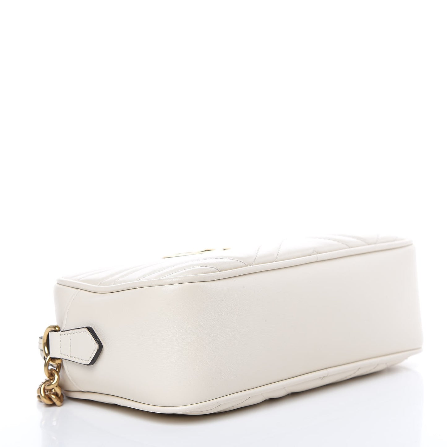 Calfskin Matelasse Small GG Marmont Chain Shoulder Bag White