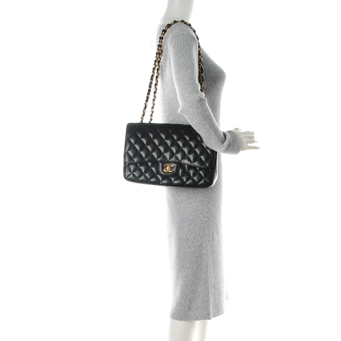 Caviar Quilted Jumbo Single Flap Black