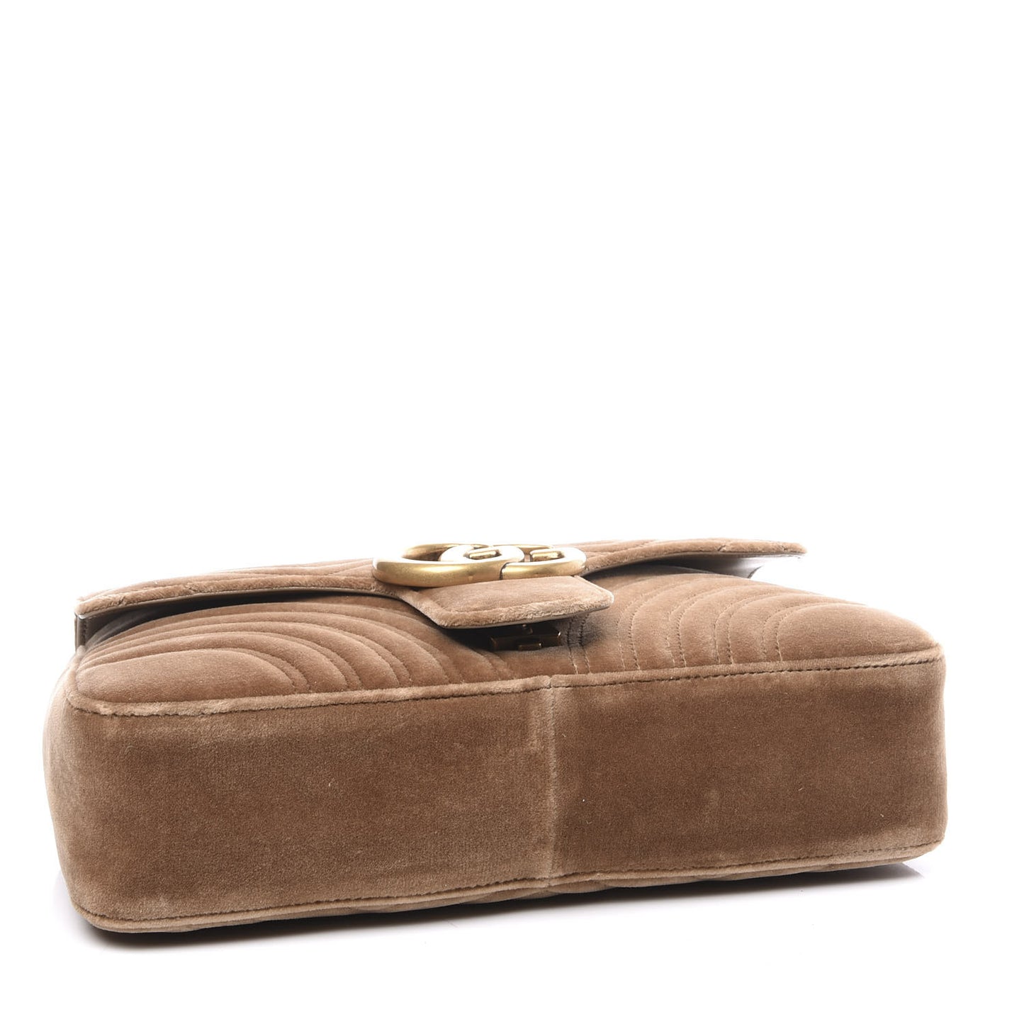 Velvet Matelasse Medium GG Marmont Shoulder Bag Taupe