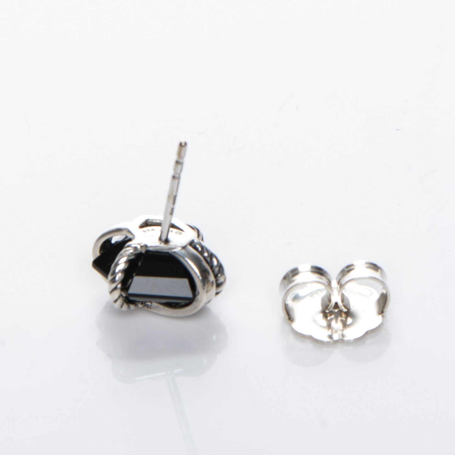 Sterling Silver Diamond Black Onyx 11mm Cable Wrap Earrings