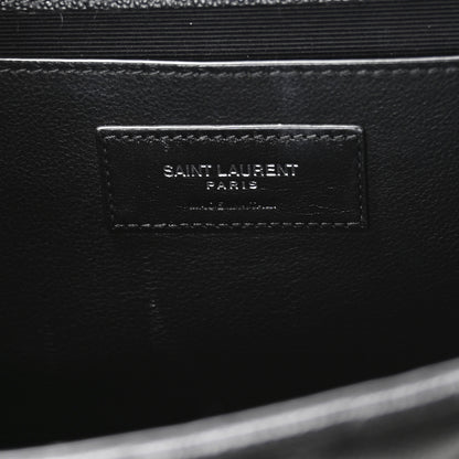 Saint Laurent Grain De Poudre Textured Mixed Matelasse Triquilt Medium Monogram Satchel Black 6 of 11