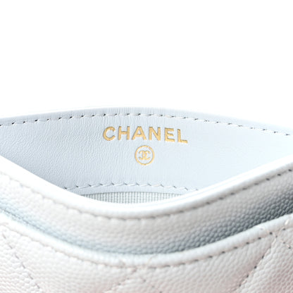 Chanel Caviar Quilted Crystal CC Logo Card Holder Light Blue 6 of 9