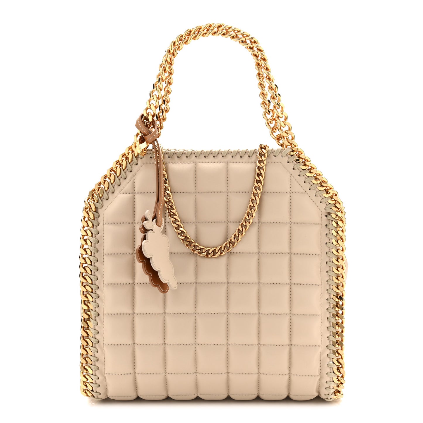 Vegan Leather Quilted Mini Falabella Tote Semolina
