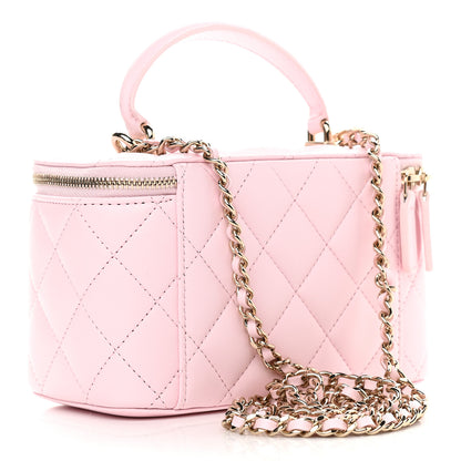 Chanel Lambskin Quilted Small Top Handle Vanity Case With Chain Light Pink 3 of 9