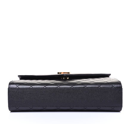 Saint Laurent Grain De Poudre Textured Mixed Matelasse Triquilt Medium Monogram Satchel Black 11 of 12