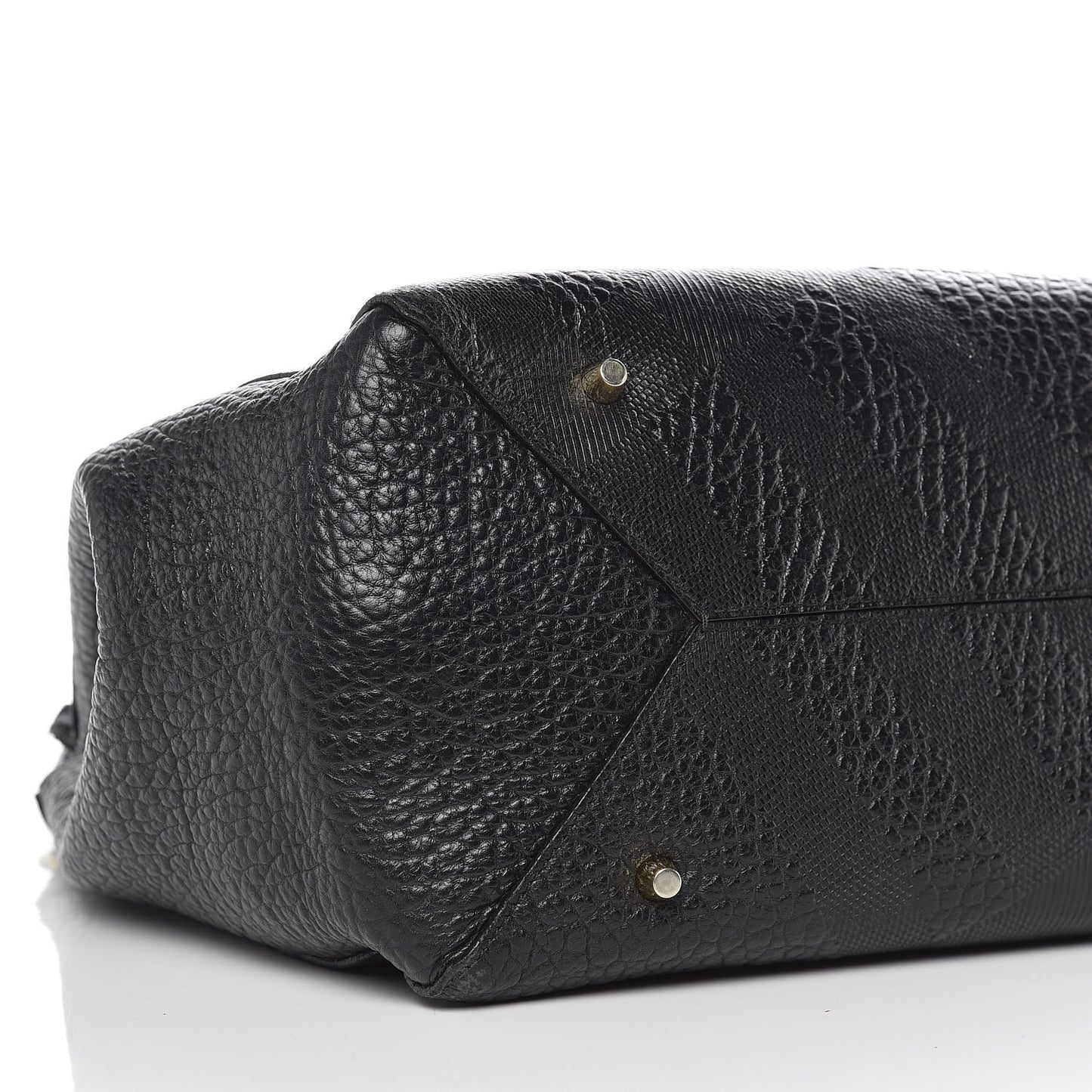 Signature Grain Calfskin Check Embossed Small Canterbury Tote Black